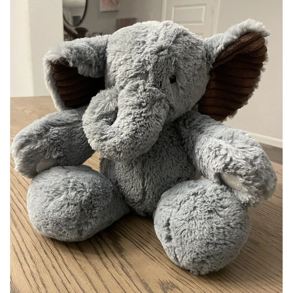 Lambs & Ivy Elephant plush Stuffed Animal Gray baby hook and loop Terrycloth
